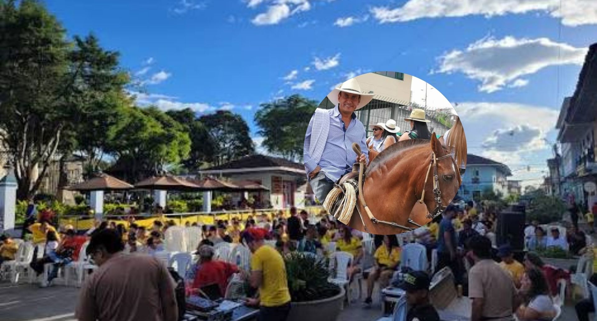 El municipio de Sevilla y el caballista Gildardo Peña.