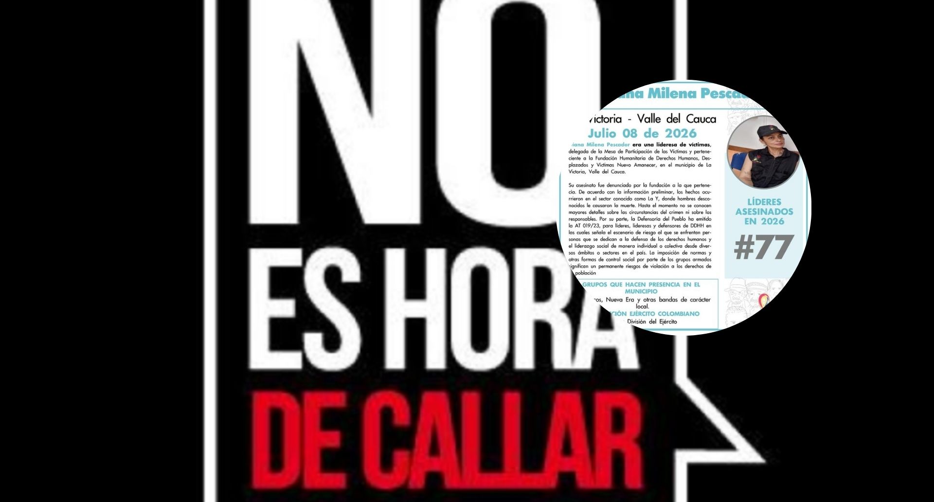 Diana Milena Pescador, lideresa del norte del Valle, fue asesinada.