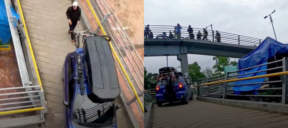 Intentar subir un vehículo a un puente peatonal