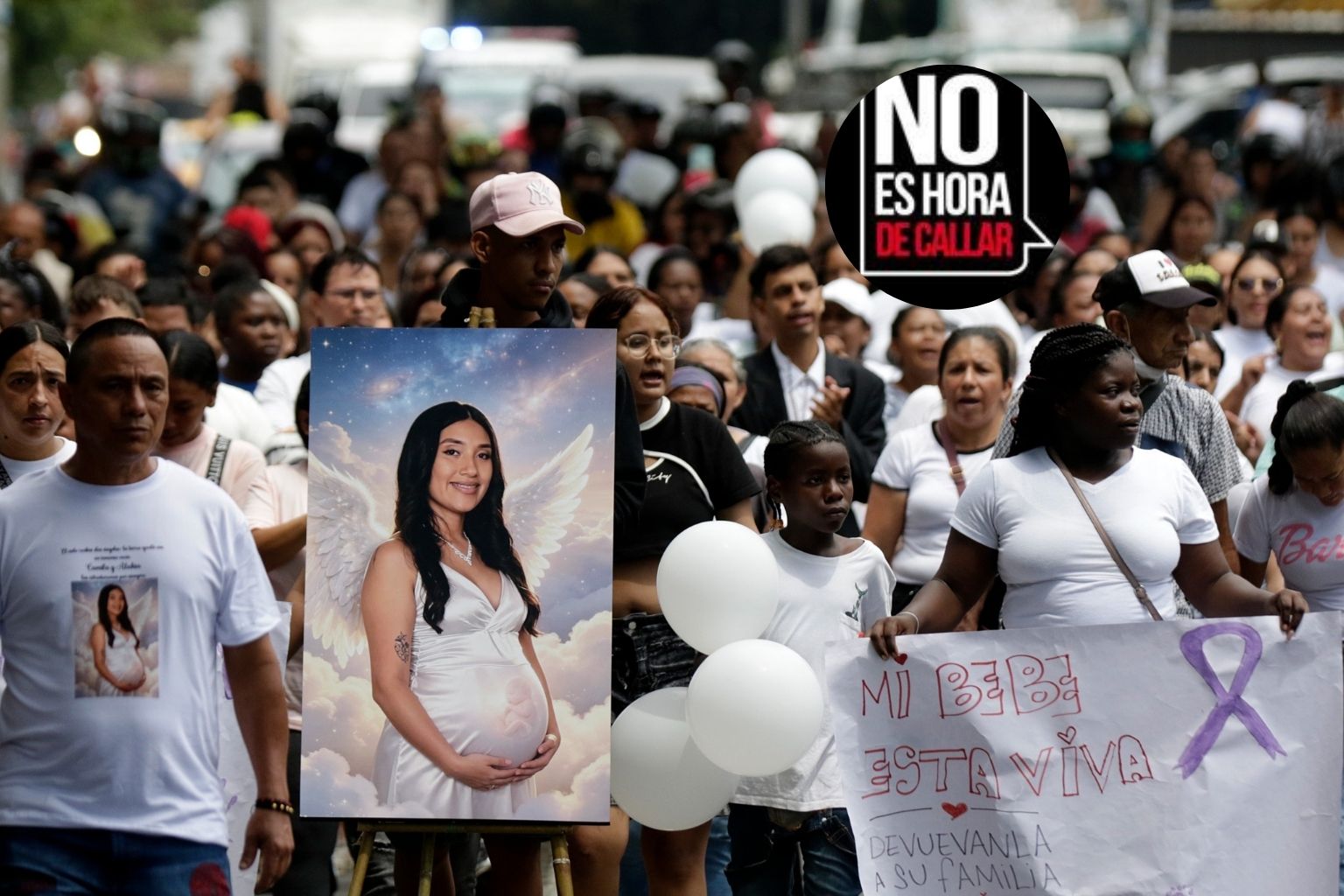 Marcha de rechazo por el asesinato de María Camila Potosí, con ocho meses de embarazo.