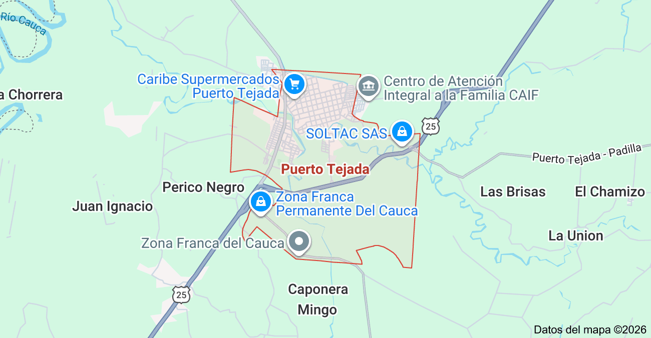 Ubicación de Puerto Tejada, en el Cauca.