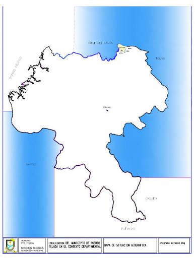Ubicación del municipio de Puerto Tejada, en el norte del Cauca.