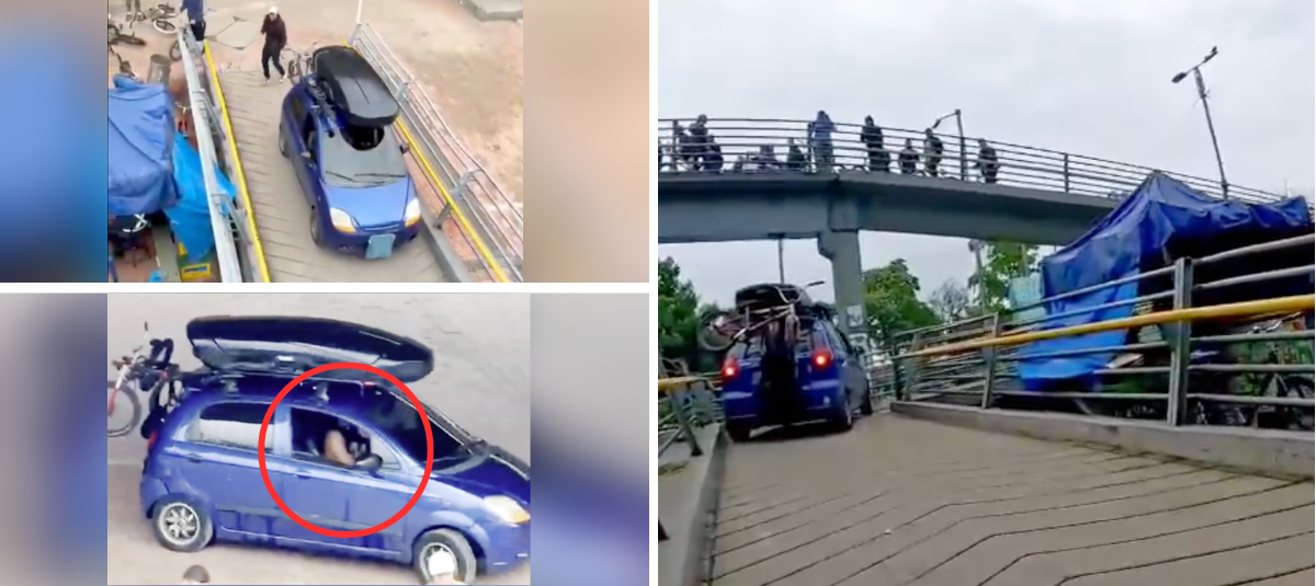 Spark going up pedestrian bridge