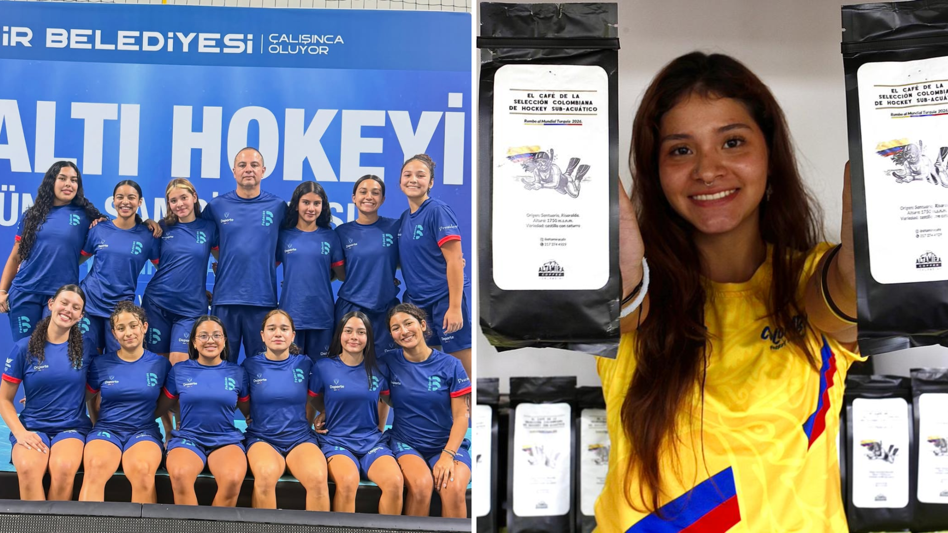 La Selección Colombia sub-19 de hockey subacuático tuvo que vender café para costearse el viaje al mundial en Turquía, del cual se acaban de proclamar campeonas.