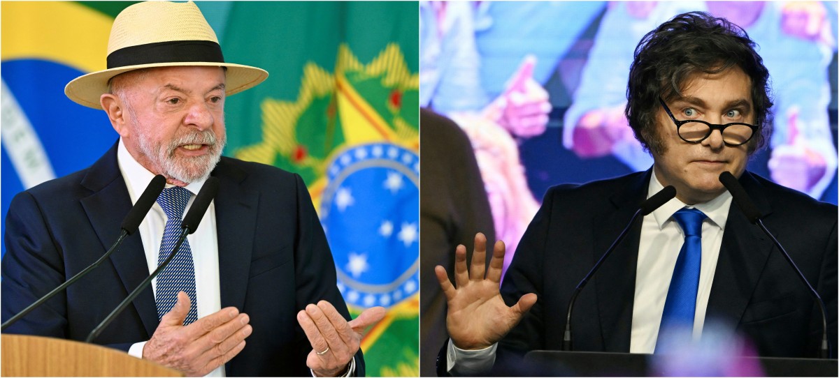 El presidente de Brasil, Luiz Inácio Lula da Silva (izq.); y el presidente de Argentina, Javier Milei.