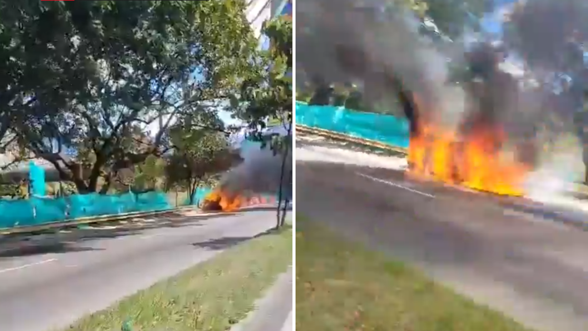 A private car caught fire on Regional Avenue near the 4th South bridge.
