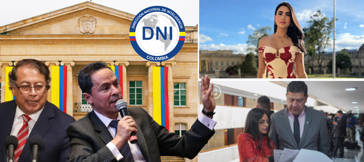 President Gustavo Petro and the head of the DNI, René Guarín. Gabriela Muñoz and Angie Rodríguez.