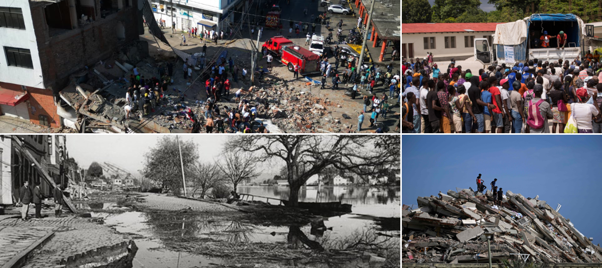 Terremotos de América Latina: Colombia (arriba, izq.); Valdivia, 1960; Haití, 2010 y Venezuela 2026.