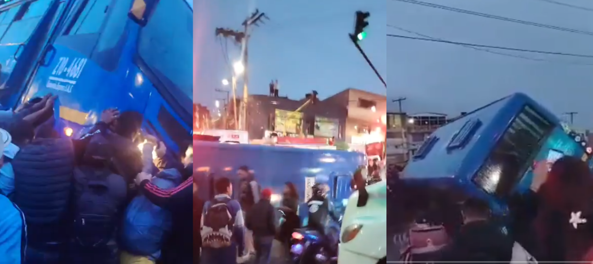 Hypothesis of the accident in the south of Bogotá that ended with the Sitp bus overturned and motorcycles run over