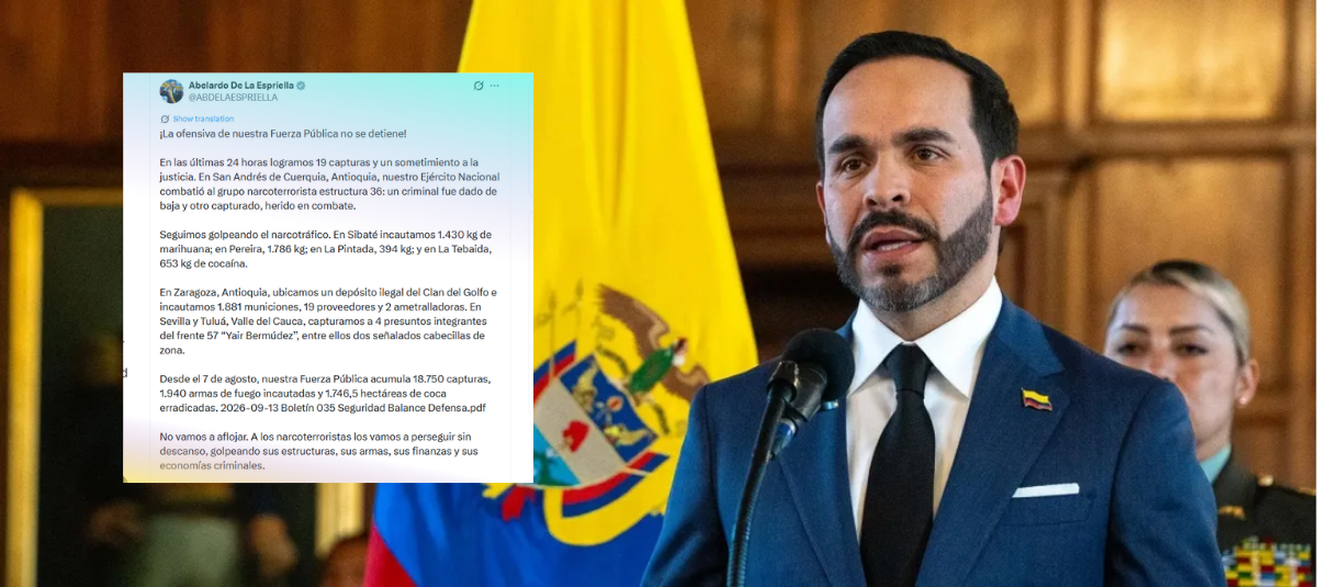 President Abelardo De la Espriella delivered a security report.