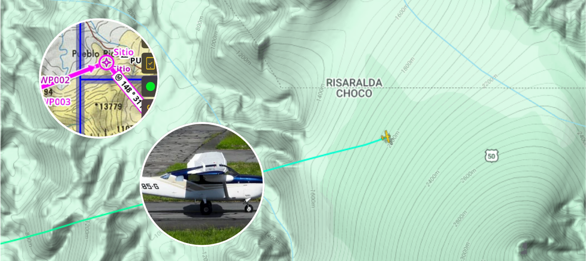 Plane in which five people were traveling from Condoto to Guaymaral