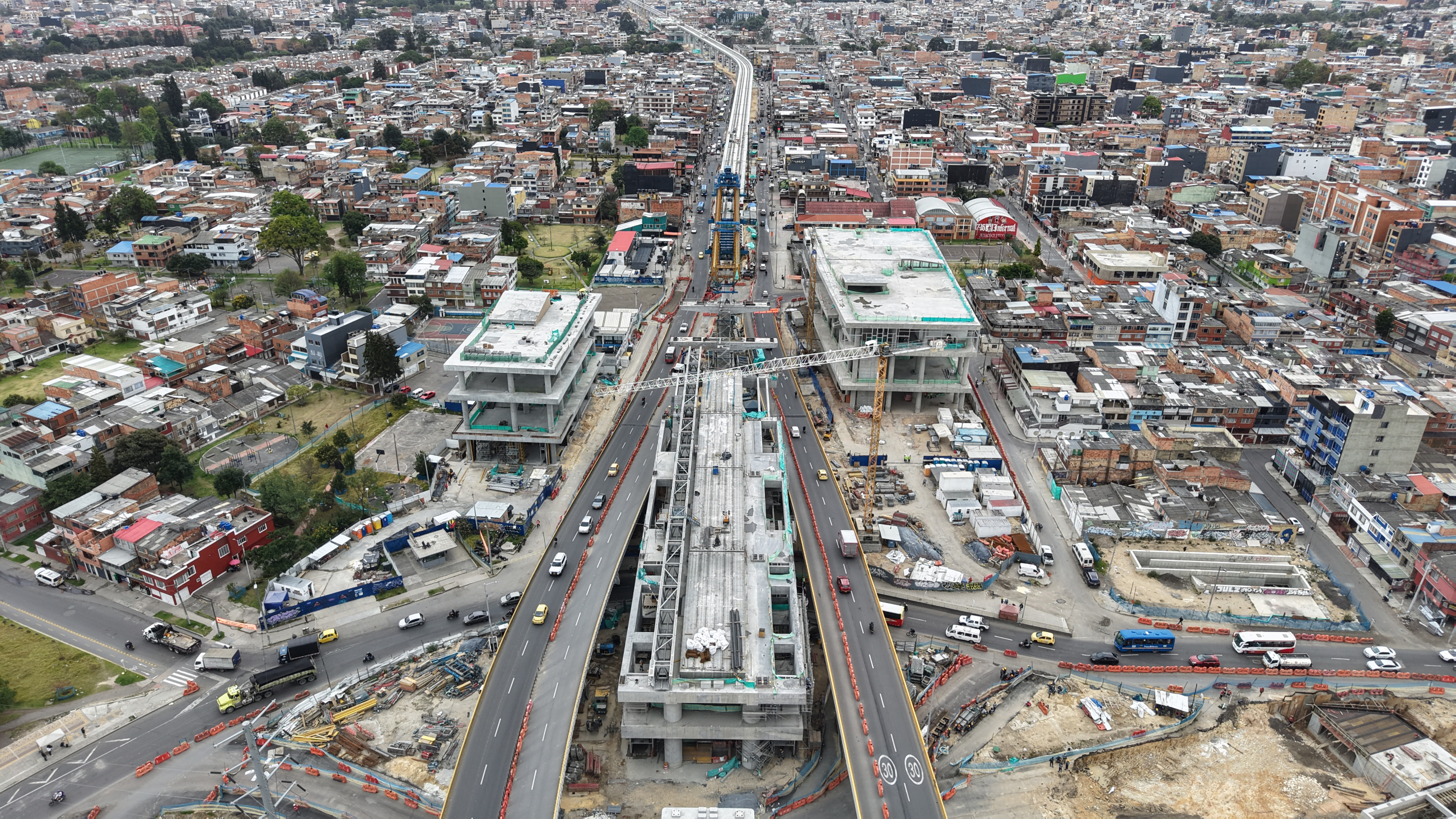 Construction of Station 7 of Line 1 of the Bogotá Metro