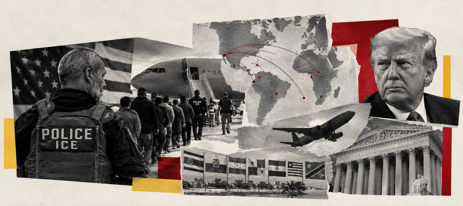 Collage Migración Trump ICE Colombianos Deportados Migrantes