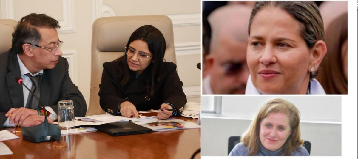 Angie Rodríguez, the then president Petro, Verónica Alcocer and Eva Ferrer.